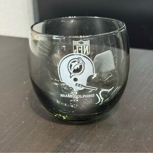 Vintage Miami Dolphins NFL Roly Poly Tumbler Glass Tinted Smoke Gray Football